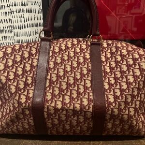 Dior Burgundy Monogram Vintage Duffle Boston Bag